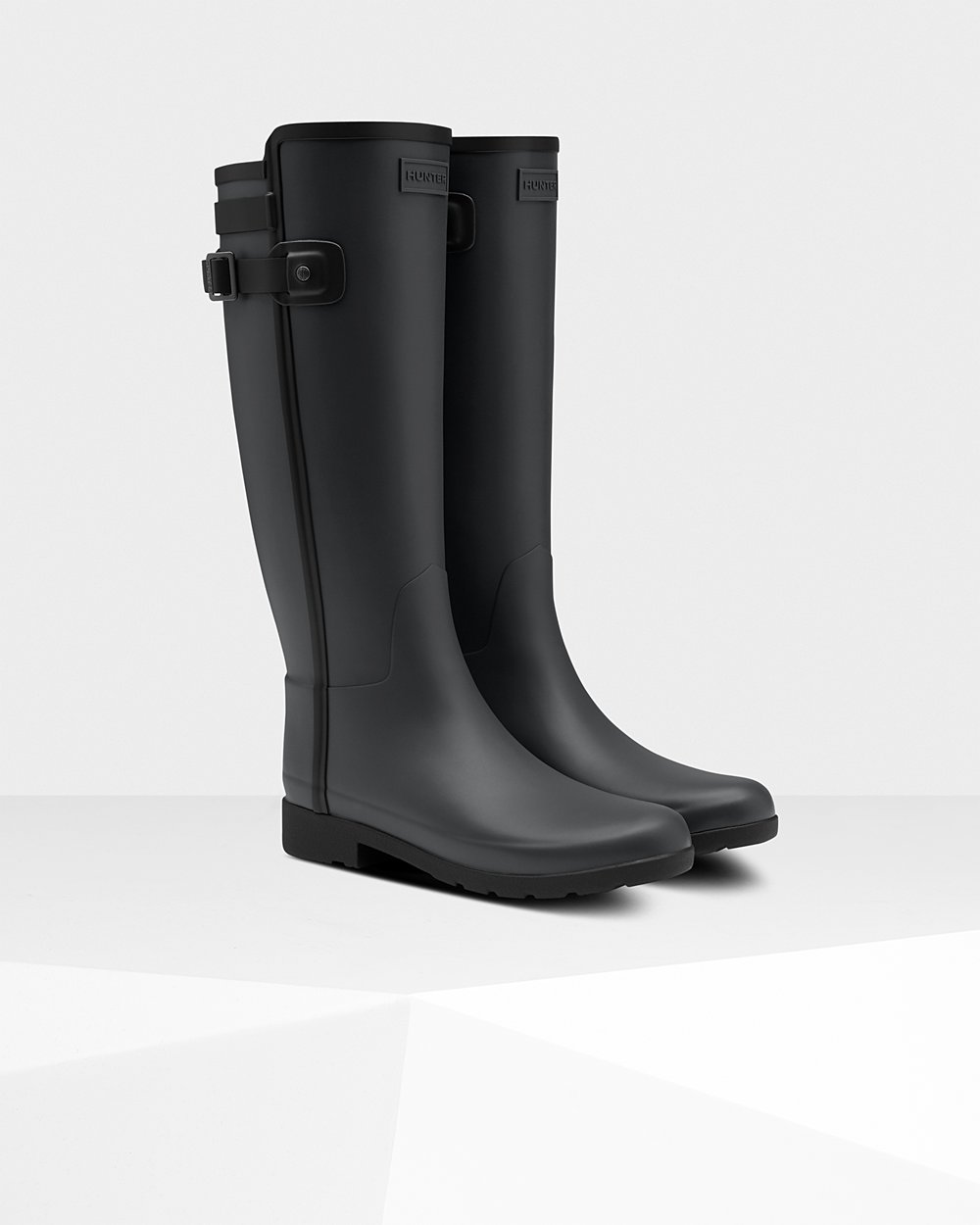 Women Hunter Refined Slim Fit Contrast | Tall Rain Boots Black | NZ-85247-AFGE